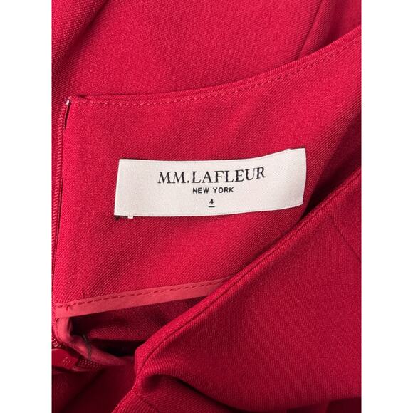 MM LaFleur The Emily Dress 4 Womens Red Tailored Fit 3/4 Sleeve Square Neck - Picture 8 of 10